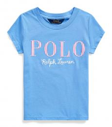 Ralph Lauren Little Girls Harbor Island Blue Logo T-Shirt