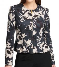 DKNY Multi Color Floral Office Wear Basic Jacket