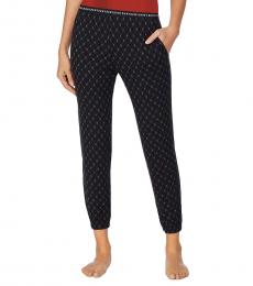 Black Cropped Knit Jogger Pajama Pants