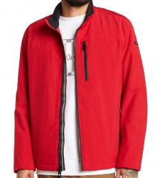 Red Faux Shearling Lined Soft Shell Jacket