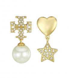 Tory Burch Golden Pearl Mismatched Drop Earrings