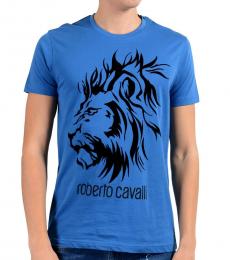 Roberto Cavalli Blue Lion Crewneck T-Shirt