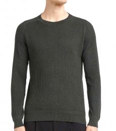 Ermenegildo Zegna Olive  Ury Wool Silk Ribbed Sweater