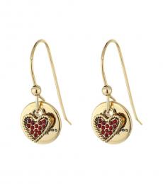 Marc Jacobs Gold-Red Heart Dangle Earrings