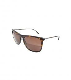 Giorgio Armani Matte Havana Brown Square Sunglasses