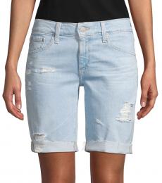 AG Adriano Goldschmied Blue Distressed Denim Shorts