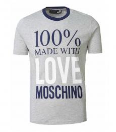 Love Moschino Light Grey Graphic Print T-Shirt