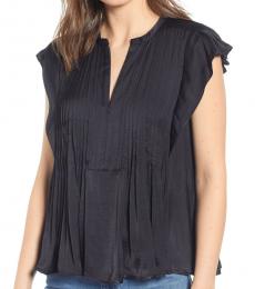 Rebecca Minkoff Black Deandra Pintuck Flutter Sleeve Top