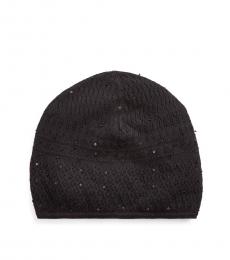 Ralph Lauren Black Embellished Knit Beanie
