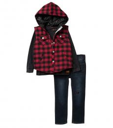 7 For All Mankind 3 Piece Hooded Vest/T-Shirt/Jeans Set (Little Boys)