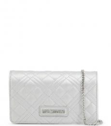 Love Moschino Silver Quilted Chain Small Crossbody