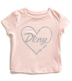 DKNY Little Girls Pink Glitter Heart T-Shirt