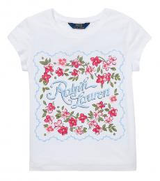 Ralph Lauren Girls White Jersey Graphic T-Shirt