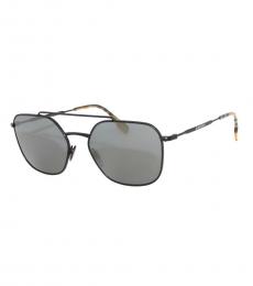 Burberry Matte Black-Gray Mirror Sunglasses