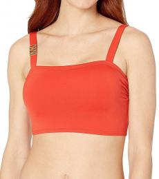Michael Kors Orange Logo Solids Bralette Bikini Top