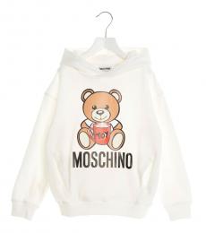 Moschino Little Girls White Teddy Hoodie