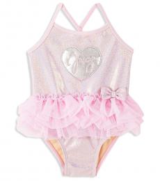 Juicy Couture Little Girls Pink Ruffled One-Piece Swimsuit