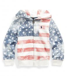 Ralph Lauren Little Girls White Flag French Hoodie