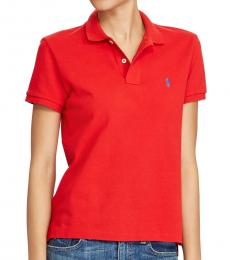 Red Classic Fit Mesh Polo Shirt