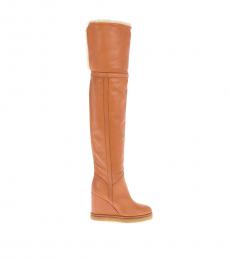 Celine Brown Over The Knee Pull On Boots