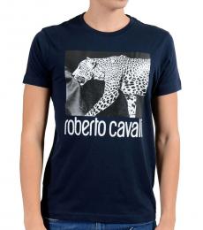 Dark Blue Graphic Leopard T-Shirt