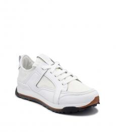 White Leather Fabric Sneakers