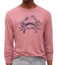 Coral Long-sleeve crab graphic tee