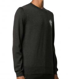 Black Wool Crew-Neck Sweater