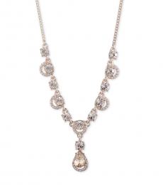 Rose Gold Crystal Y Necklace
