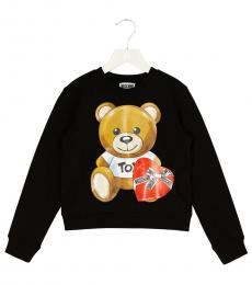 Moschino Little Girls Black Teddy Sweatshirt