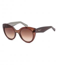 Ferragamo Dark Brown Cat Eye Sunglasses