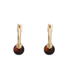 Ralph Lauren Golden Tortoise Bead Hoop Earrings