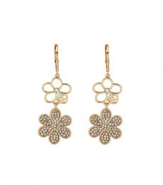 Karl Lagerfeld Golden Pave Flower Earrings