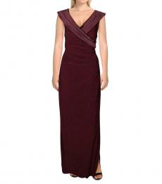 Ralph Lauren Red Leonetta Pleated Evening Dress