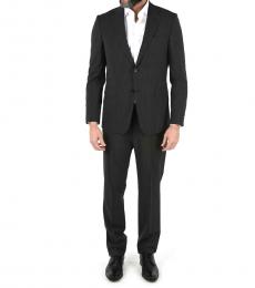Ermenegildo Zegna Dark Grey Flap Pocket Twill Suit 