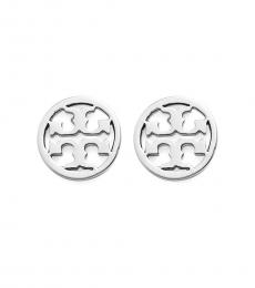Silver Circle Logo Stud Earrings