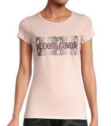 Roberto Cavalli Pink Logo Graphic T-Shirt
