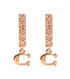 Coach Rose Gold Pave Bar Stud Earrings