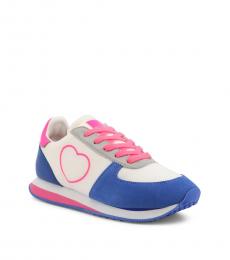 Love Moschino White Blue Heart Logo Sneakers