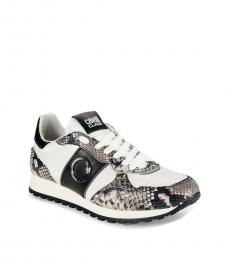 Cavalli Class White Python Embossed Sneakers