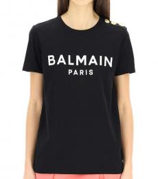 Balmain Black Cotton T-Shirts