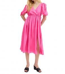 Coach Pink V Neck Long Dress