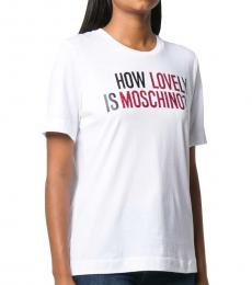 Love Moschino White Glittered Printed Cotton-Jersey T-Shirt