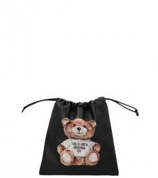 Moschino Black Painted Teddy Medium Crossbody Bag