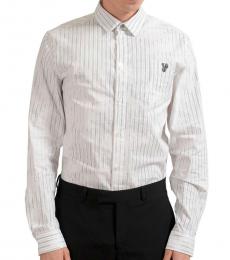 Versace Jeans White Striped Logo Casual Shirt