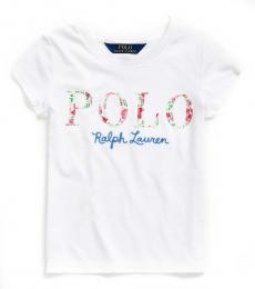 Ralph Lauren Little Girls White Logo T-Shirt