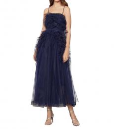 Dark Blue Tulle Rhinestone Gown 