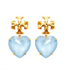 Tory Burch Gold Blue Heart Drop Earrings