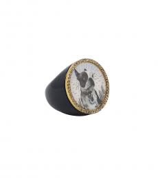 Marc Jacobs Black Lenticular Rue Dog Statement Ring