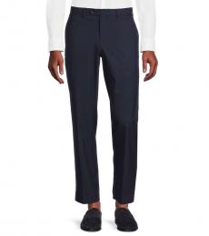 Michael Kors Navy Blue Classic Fit Solid Pants